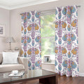 Indian Flower Elephant Pattern Print Extra Wide Grommet Curtains