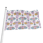Indian Flower Elephant Pattern Print Flag