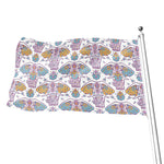 Indian Flower Elephant Pattern Print Flag