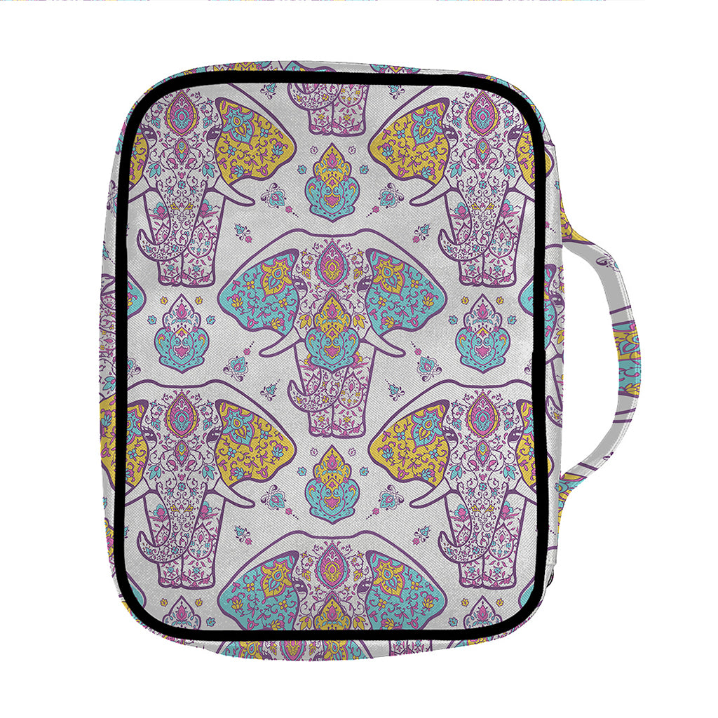 Indian Flower Elephant Pattern Print Front Pocket Bible Bag