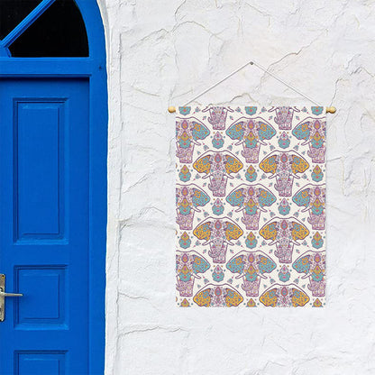 Indian Flower Elephant Pattern Print Garden Flag