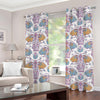 Indian Flower Elephant Pattern Print Grommet Curtains