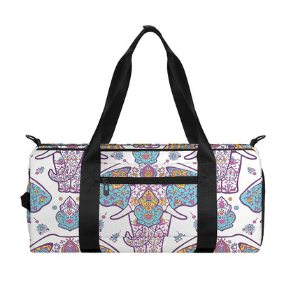 Indian Flower Elephant Pattern Print Gym Bag