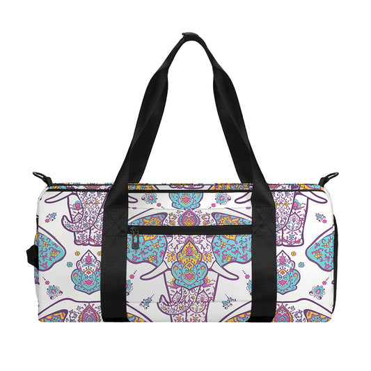 Indian Flower Elephant Pattern Print Gym Bag