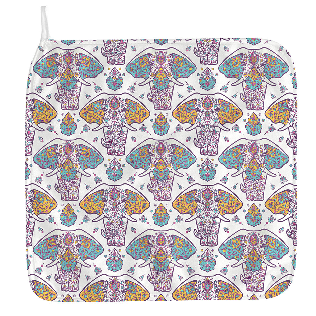 Indian Flower Elephant Pattern Print Hand Towel