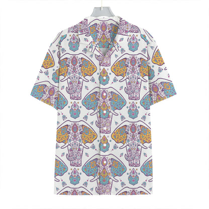 Indian Flower Elephant Pattern Print Hawaiian Shirt