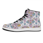 Indian Flower Elephant Pattern Print High Top Leather Sneakers