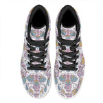 Indian Flower Elephant Pattern Print High Top Leather Sneakers