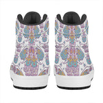 Indian Flower Elephant Pattern Print High Top Leather Sneakers