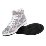 Indian Flower Elephant Pattern Print High Top Leather Sneakers