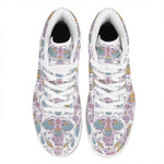 Indian Flower Elephant Pattern Print High Top Leather Sneakers