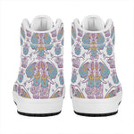 Indian Flower Elephant Pattern Print High Top Leather Sneakers