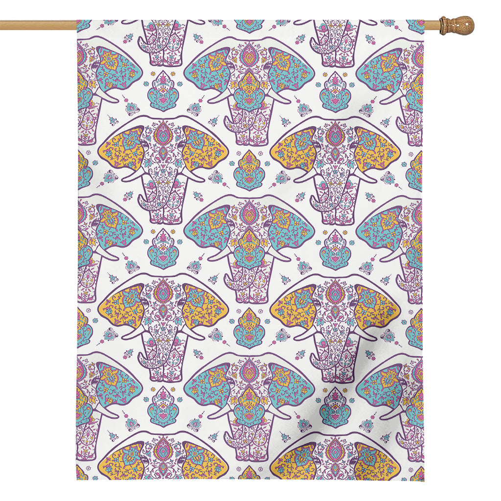 Indian Flower Elephant Pattern Print House Flag