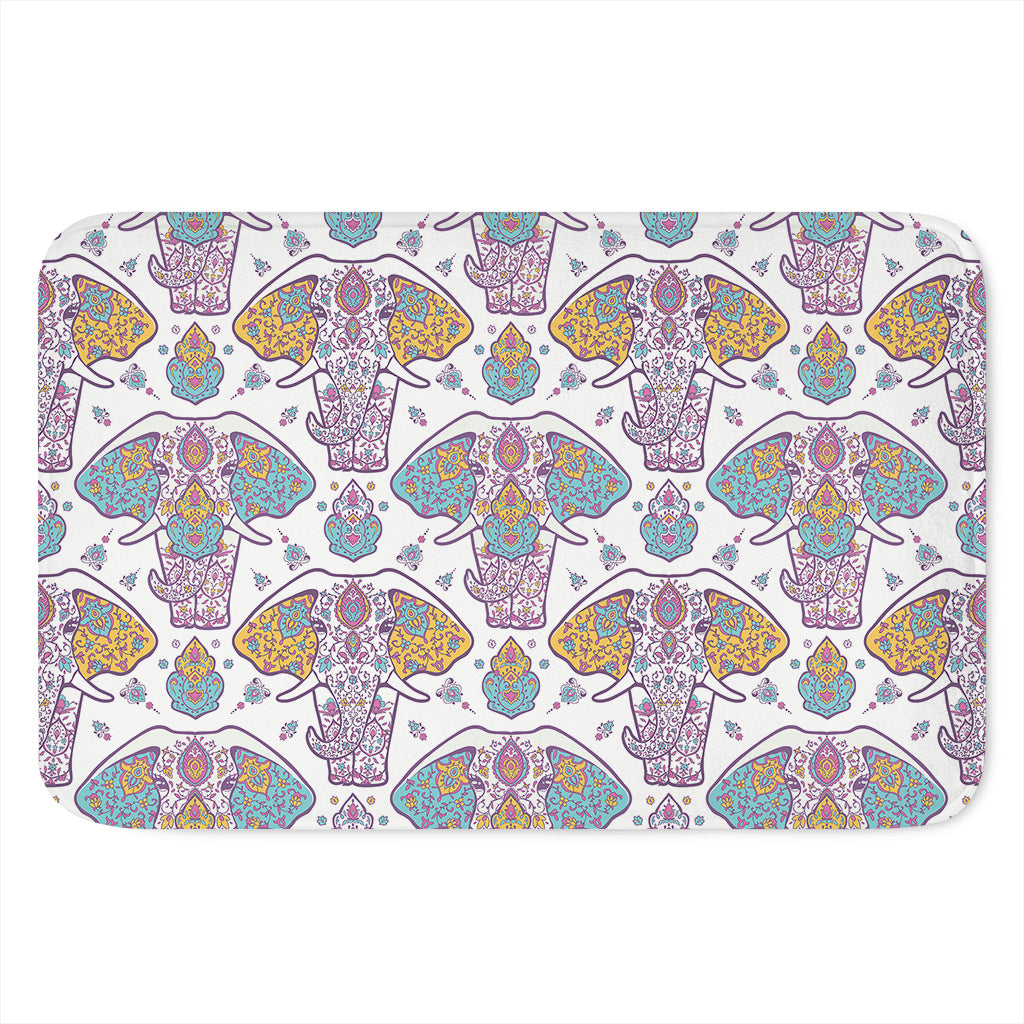 Indian Flower Elephant Pattern Print Indoor Door Mat