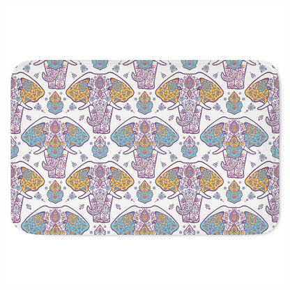Indian Flower Elephant Pattern Print Indoor Door Mat