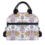 Indian Flower Elephant Pattern Print Insulated Lunch Bag