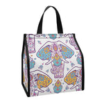 Indian Flower Elephant Pattern Print Insulated Lunch Tote