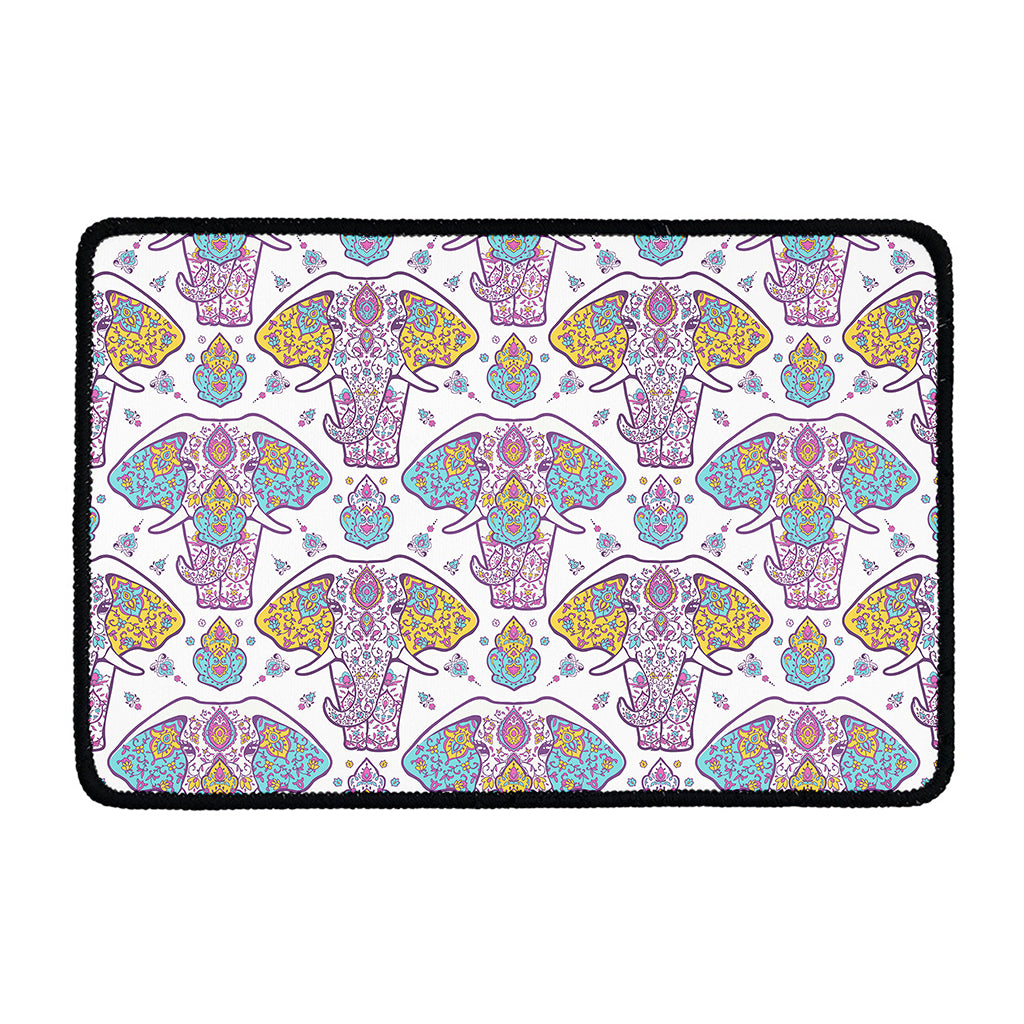 Indian Flower Elephant Pattern Print Kitchen Mat
