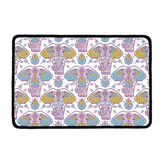 Indian Flower Elephant Pattern Print Kitchen Mat