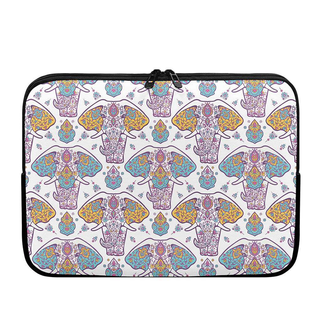 Indian Flower Elephant Pattern Print Laptop Sleeve