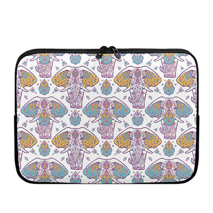 Indian Flower Elephant Pattern Print Laptop Sleeve