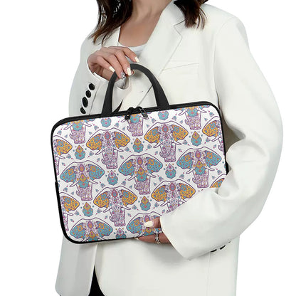 Indian Flower Elephant Pattern Print Laptop Sleeve With Handle