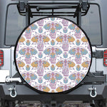 Indian Flower Elephant Pattern Print Leather Spare Tire Cover