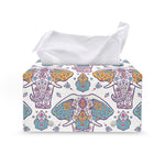 Indian Flower Elephant Pattern Print Leather Tissue Box Cover
