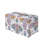 Indian Flower Elephant Pattern Print Leather Tissue Box Cover