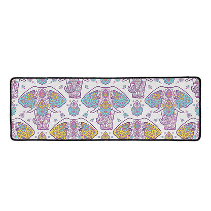 Indian Flower Elephant Pattern Print Long Kitchen Mat