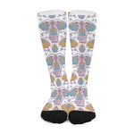 Indian Flower Elephant Pattern Print Long Socks