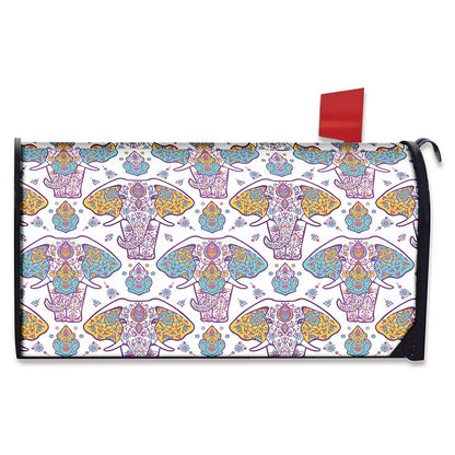 Indian Flower Elephant Pattern Print Mailbox Cover