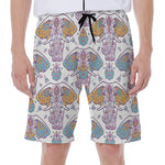 Indian Flower Elephant Pattern Print Men's Beach Shorts