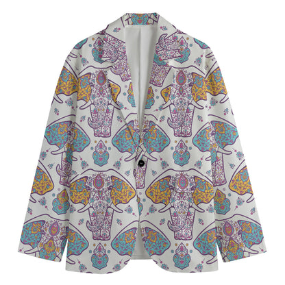 Indian Flower Elephant Pattern Print Men's Blazer