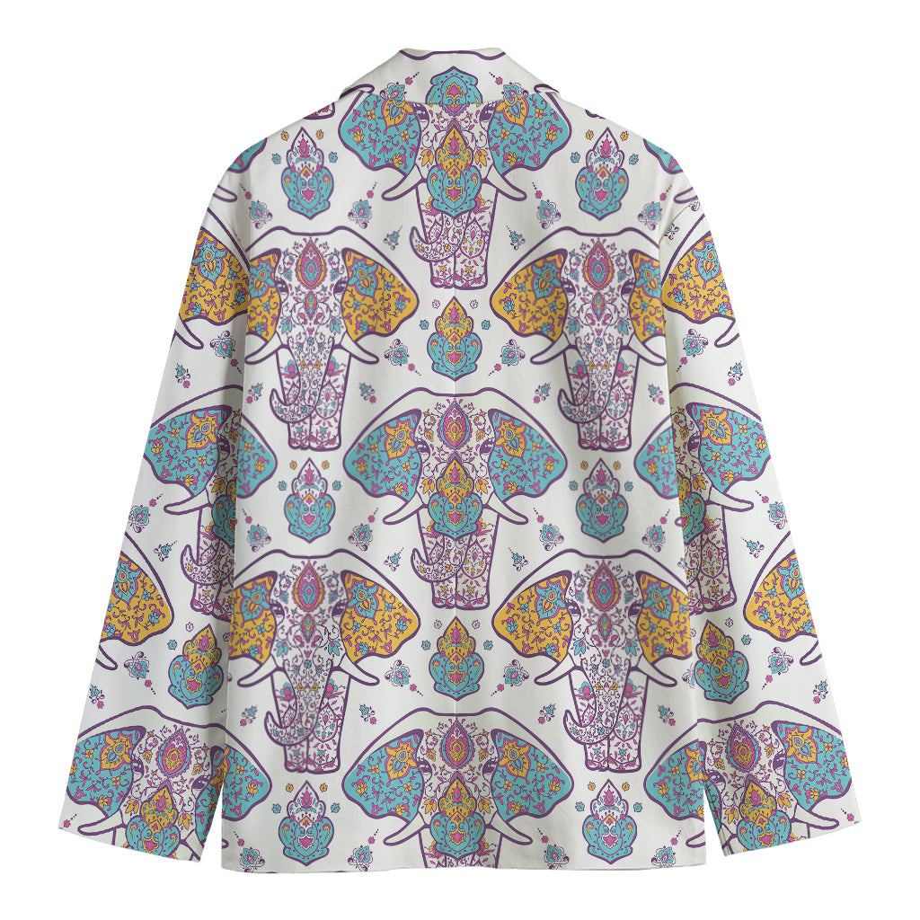 Indian Flower Elephant Pattern Print Men's Blazer