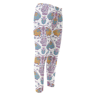 Indian Flower Elephant Pattern Print Men's Compression Pants