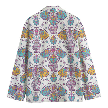 Indian Flower Elephant Pattern Print Men's Cotton Blazer
