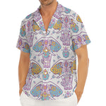 Indian Flower Elephant Pattern Print Men's Deep V-Neck Shirt