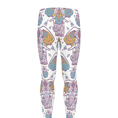 Indian Flower Elephant Pattern Print Men's leggings