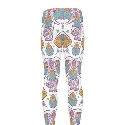 Indian Flower Elephant Pattern Print Men's leggings
