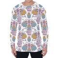 Indian Flower Elephant Pattern Print Men's Long Sleeve T-Shirt