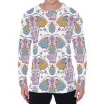 Indian Flower Elephant Pattern Print Men's Long Sleeve T-Shirt