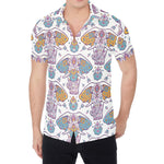 Indian Flower Elephant Pattern Print Men's Shirt