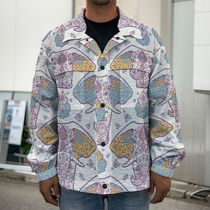 Indian Flower Elephant Pattern Print Men's Shirt Jacket