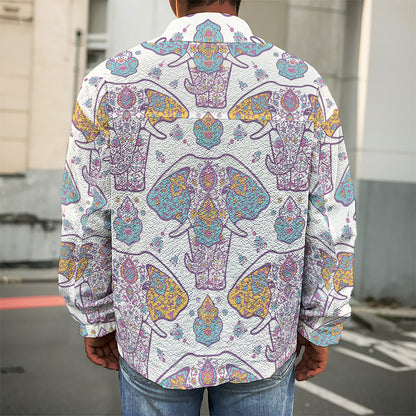 Indian Flower Elephant Pattern Print Men's Shirt Jacket