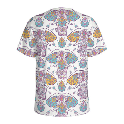 Indian Flower Elephant Pattern Print Men's Sports T-Shirt