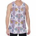 Indian Flower Elephant Pattern Print Men's Velvet Tank Top