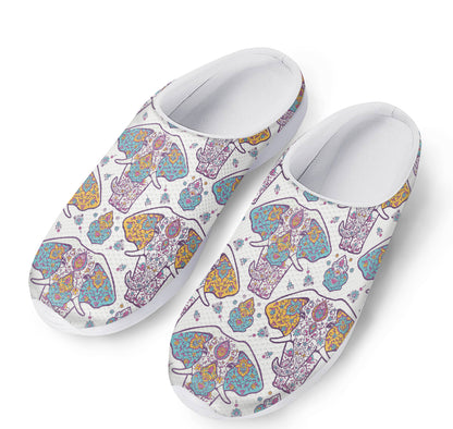 Indian Flower Elephant Pattern Print Mesh Casual Shoes