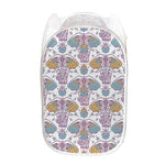 Indian Flower Elephant Pattern Print Mesh Laundry Hamper