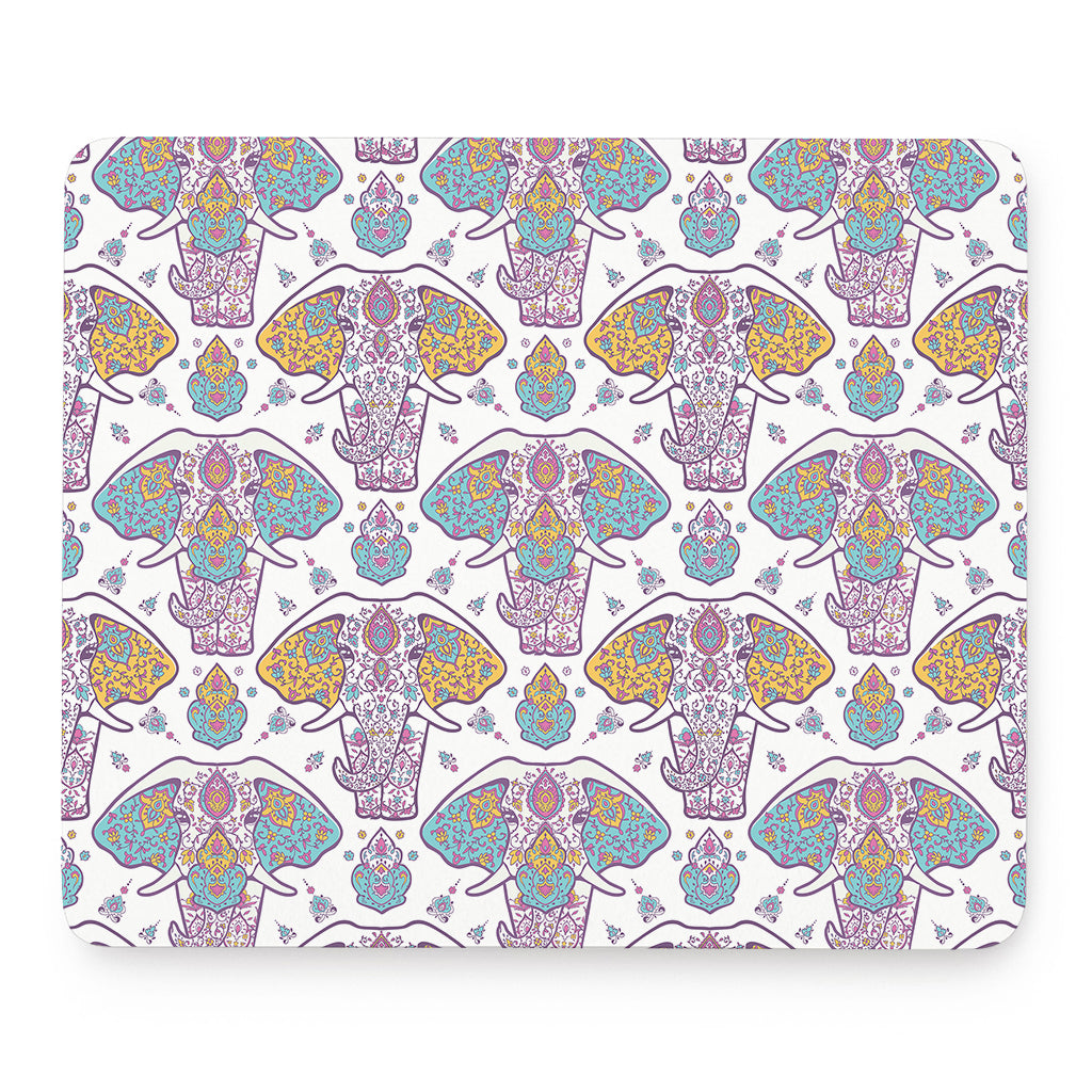 Indian Flower Elephant Pattern Print Mouse Pad